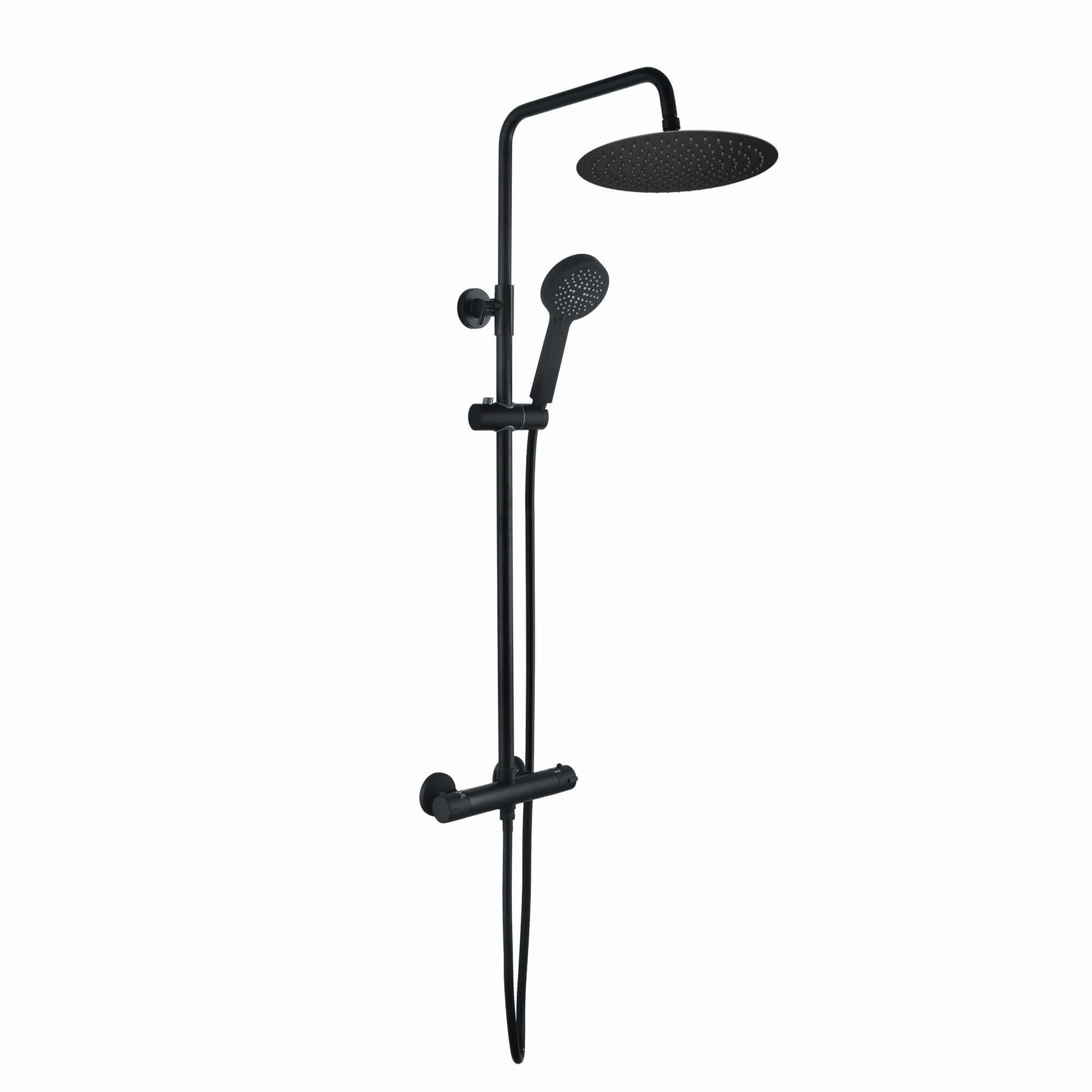 Buy Dune round thermostatic shower set 300mm head & handheld - matt black Online UK | HOUSE OF ENKI